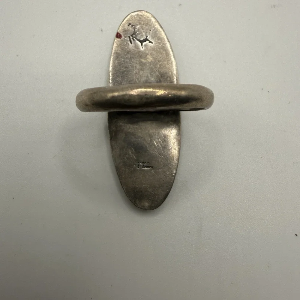 Vintage‎ Hopi Sterling Silver Overlay Kokopelli Dancer Ring Signed